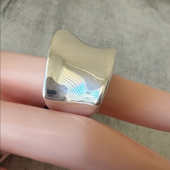 E&L Sterling Silver Electroform Ring Asymmetrical Curve On Top Sz. 8 - Picture 4 of 13